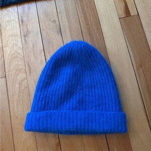 Sezane baby alpaca Royal Blue Ribbed Knit Beanie